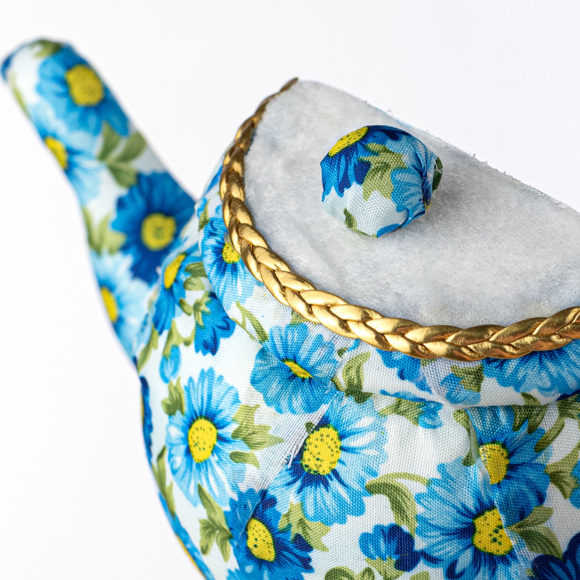 10" Floral Half Tea Pot Decoration: Blue