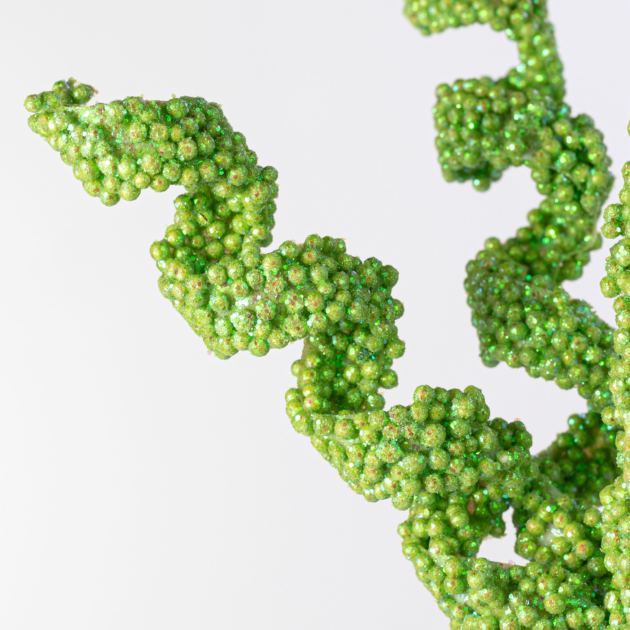 30" Beaded Curly Spray: Iridescent Green