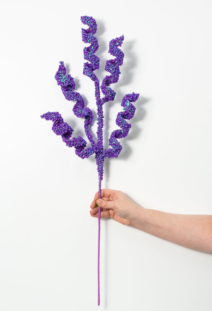 30" Beaded Curly Spray: Iridescent Purple