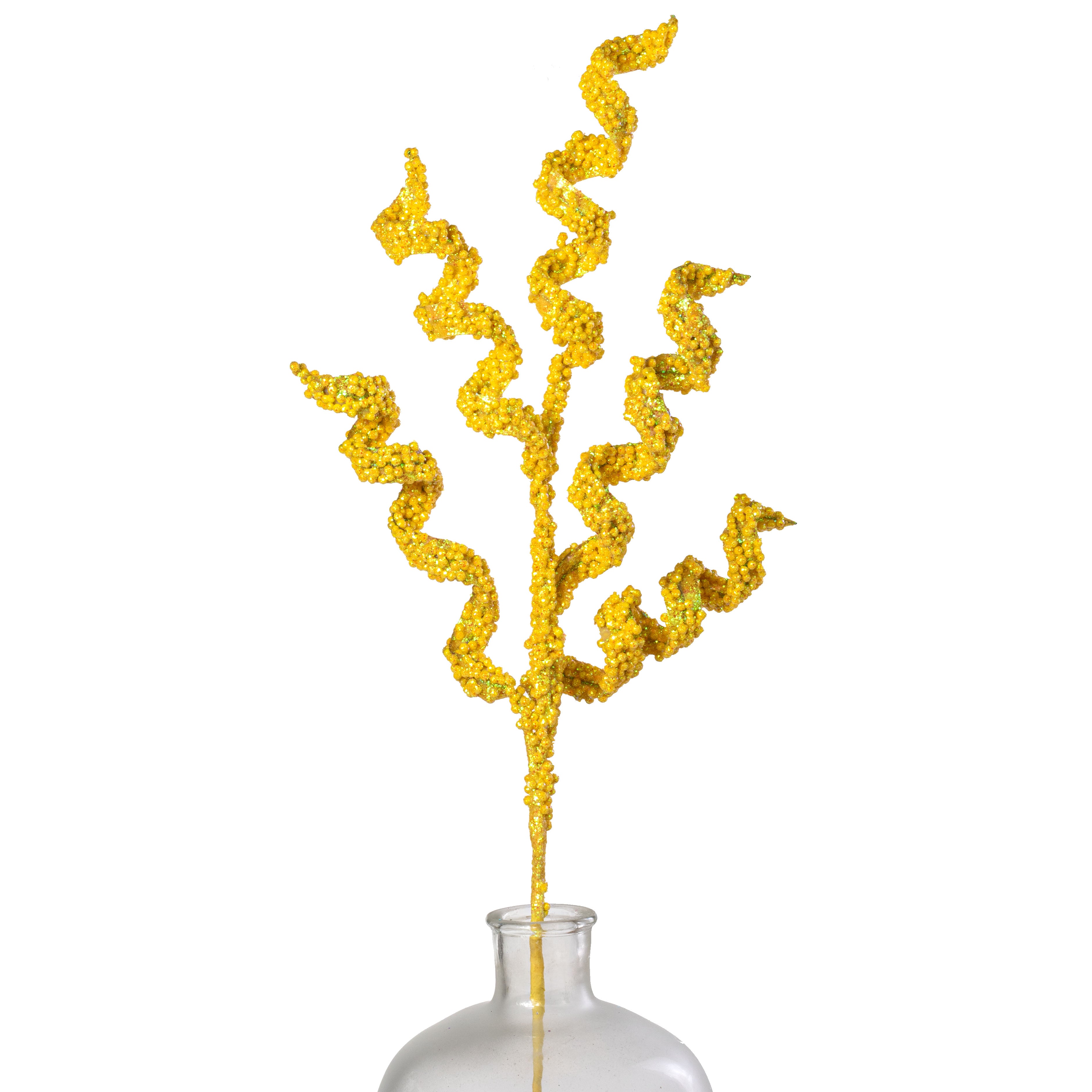 30" Beaded Curly Spray: Iridescent Yellow