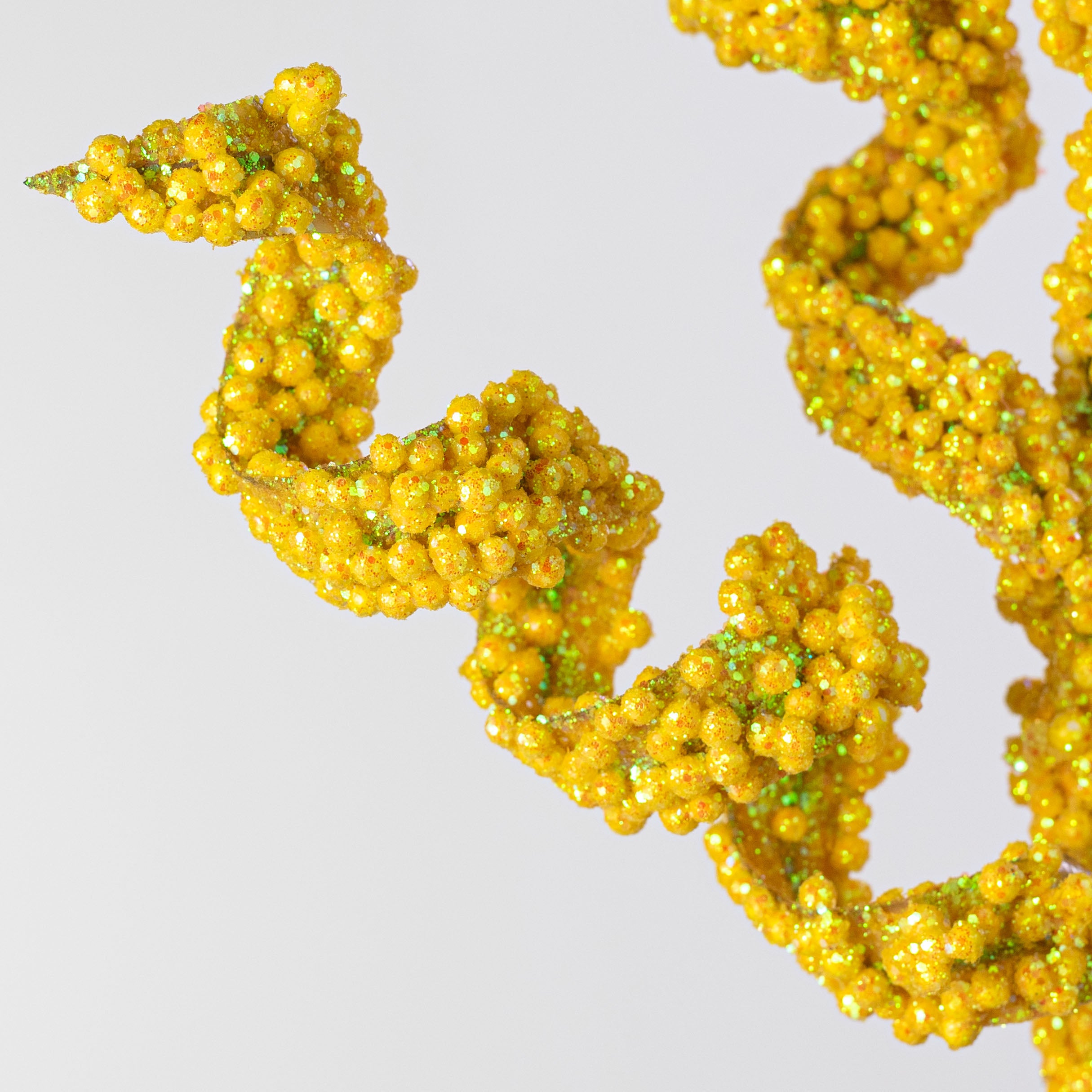 30" Beaded Curly Spray: Iridescent Yellow