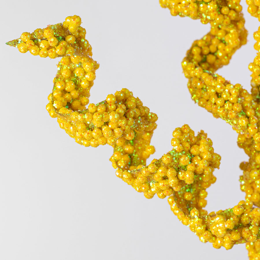 30" Beaded Curly Spray: Iridescent Yellow