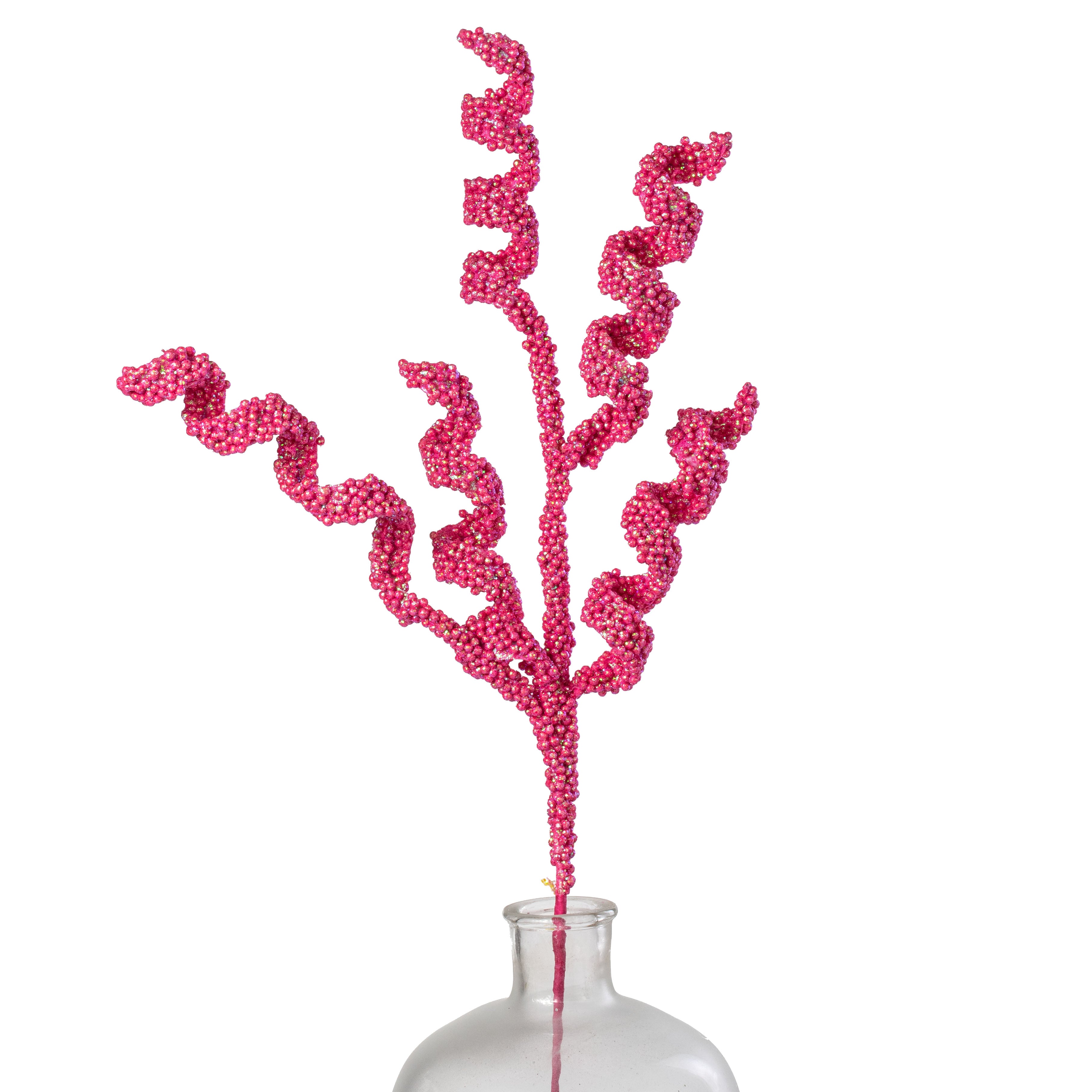 30" Beaded Curly Spray: Iridescent Beauty Pink