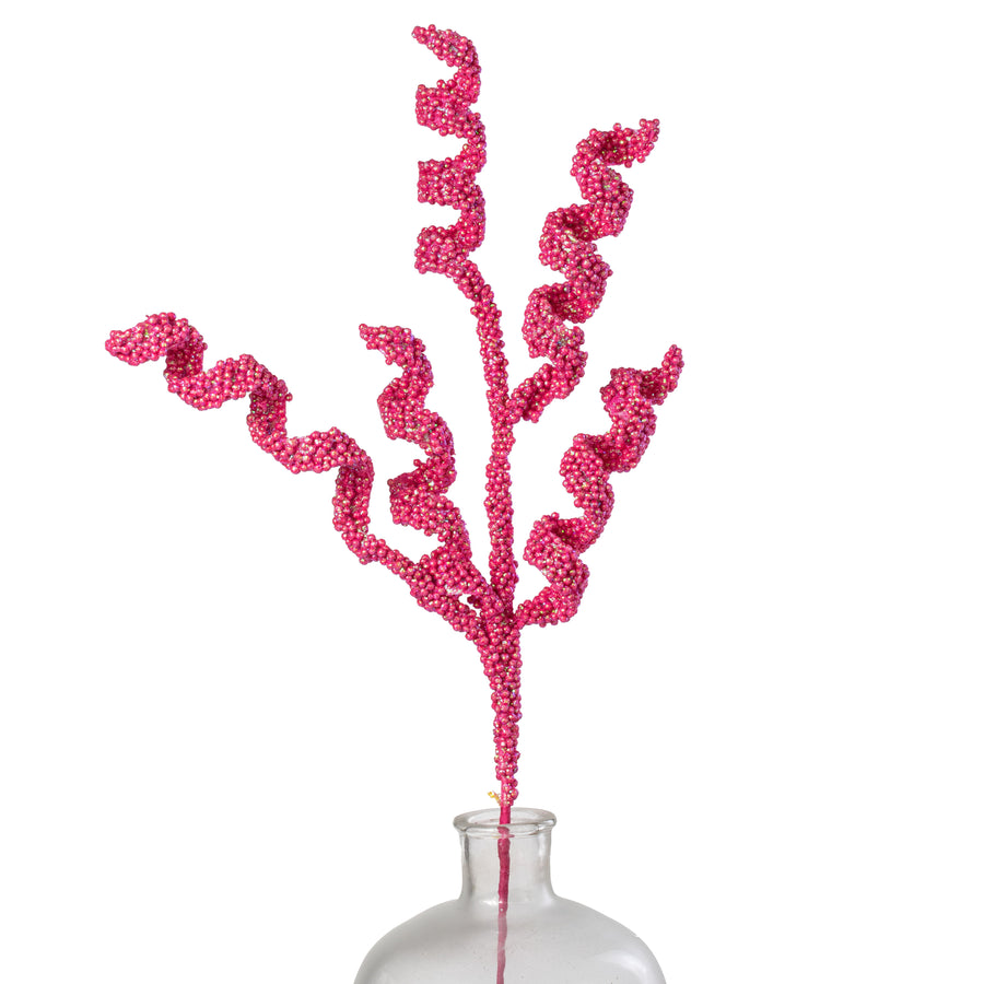 30" Beaded Curly Spray: Iridescent Beauty Pink