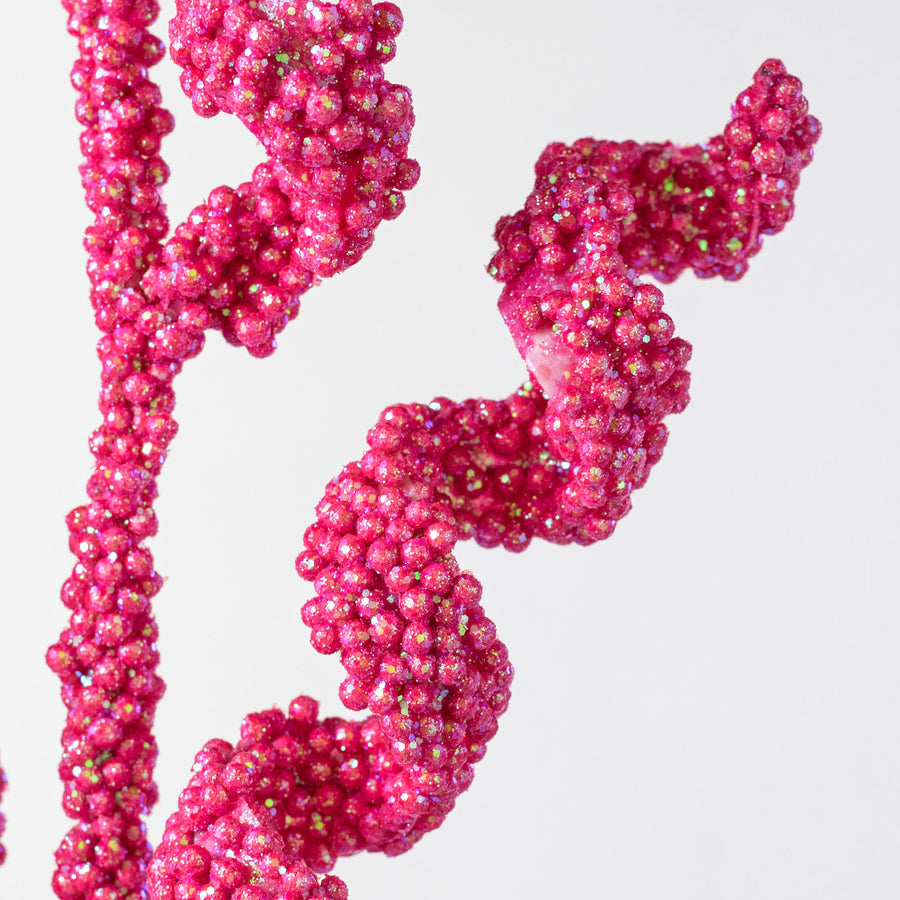 30" Beaded Curly Spray: Iridescent Beauty Pink