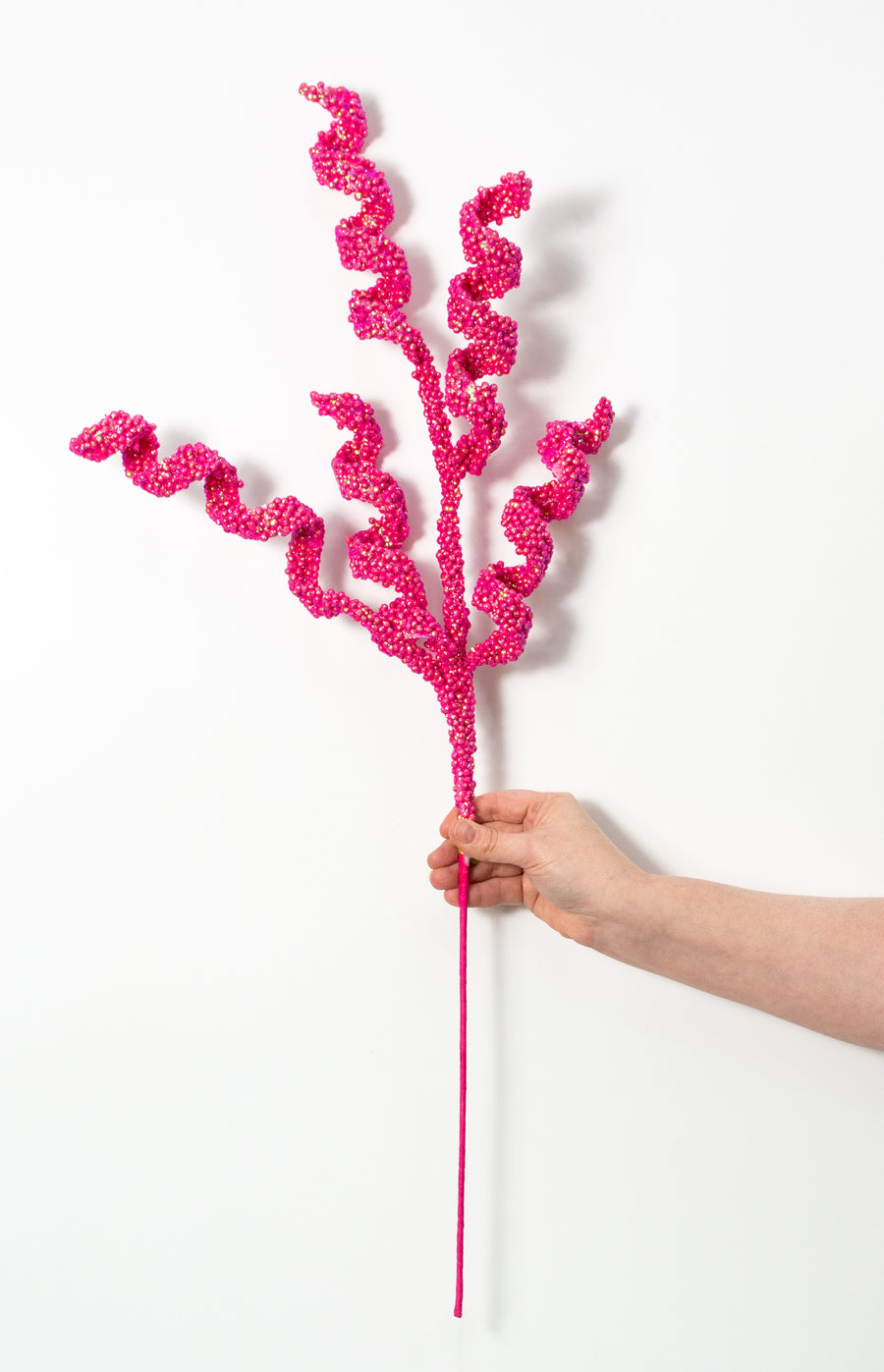 30" Beaded Curly Spray: Iridescent Beauty Pink