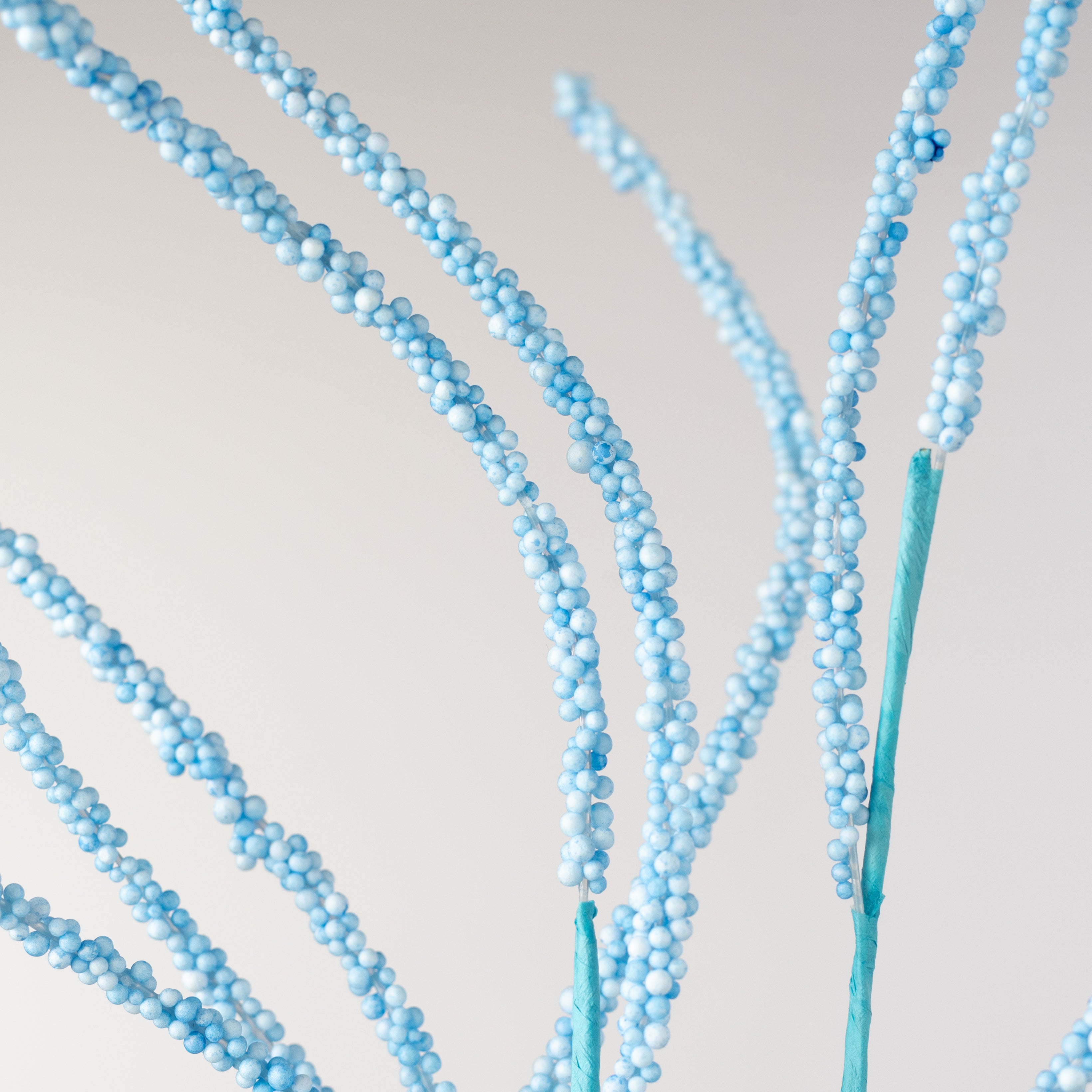 38" Beaded Two-Tone Twig Spray: Light Blue