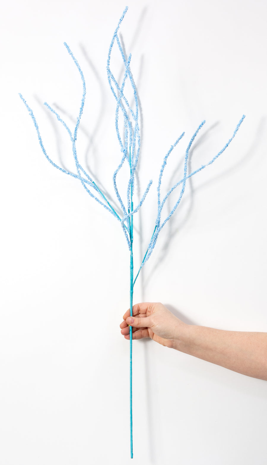 38" Beaded Two-Tone Twig Spray: Light Blue