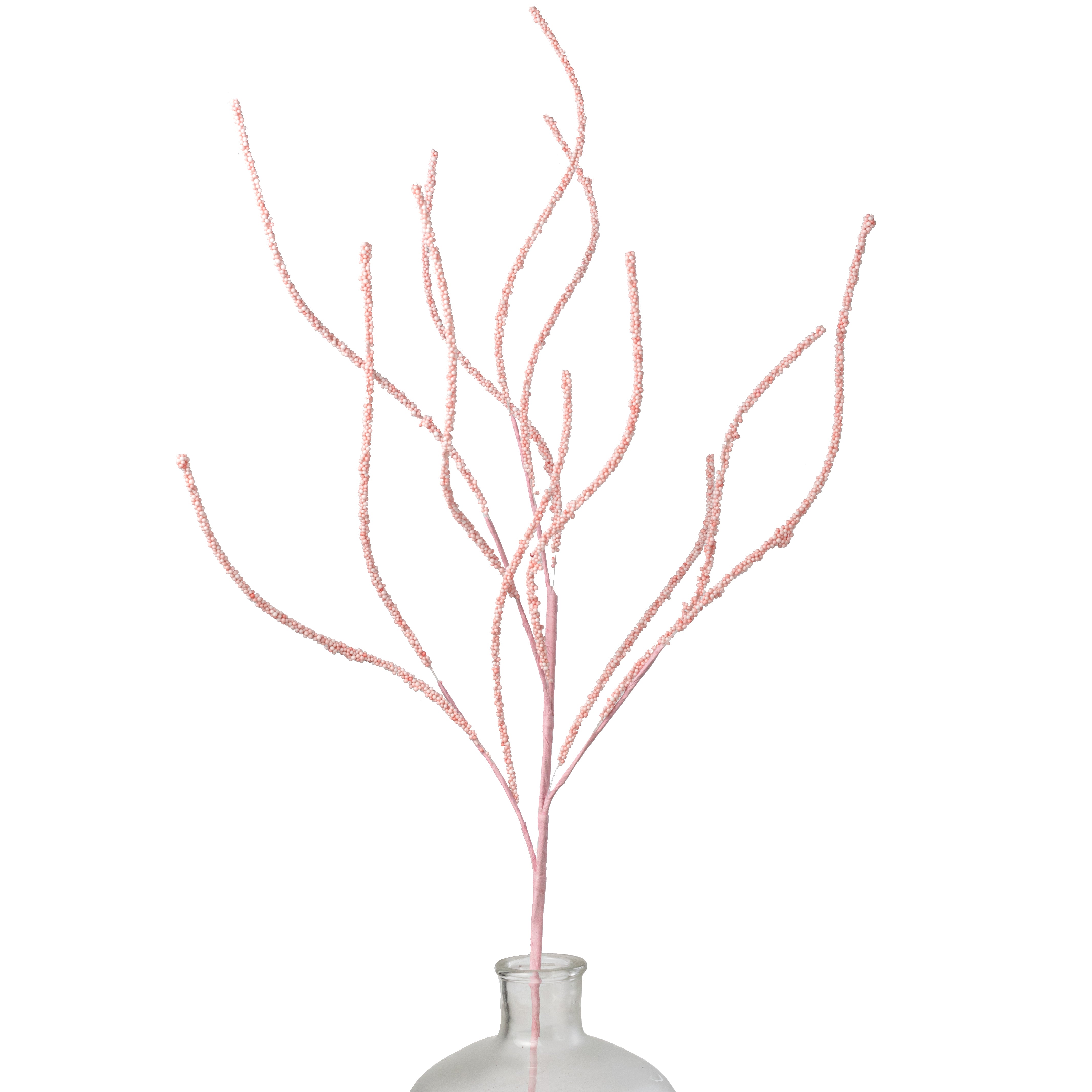 38" Beaded Two-Tone Twig Spray: Coral Pink