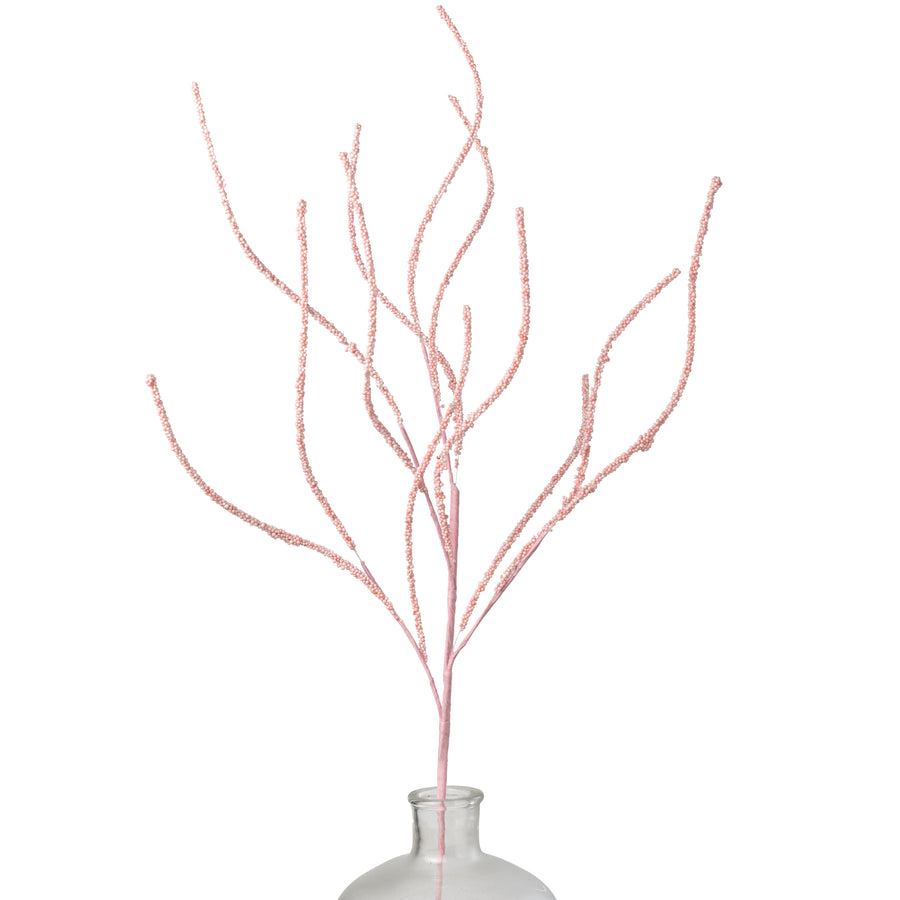38" Beaded Two-Tone Twig Spray: Coral Pink