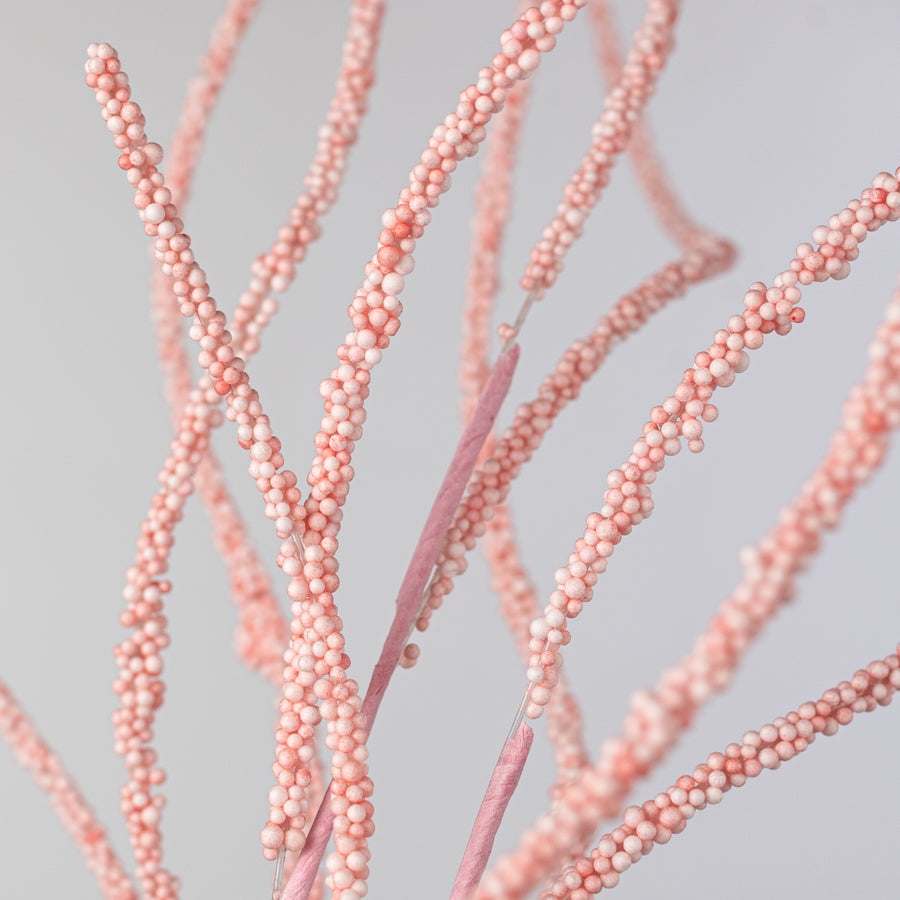 38" Beaded Two-Tone Twig Spray: Coral Pink