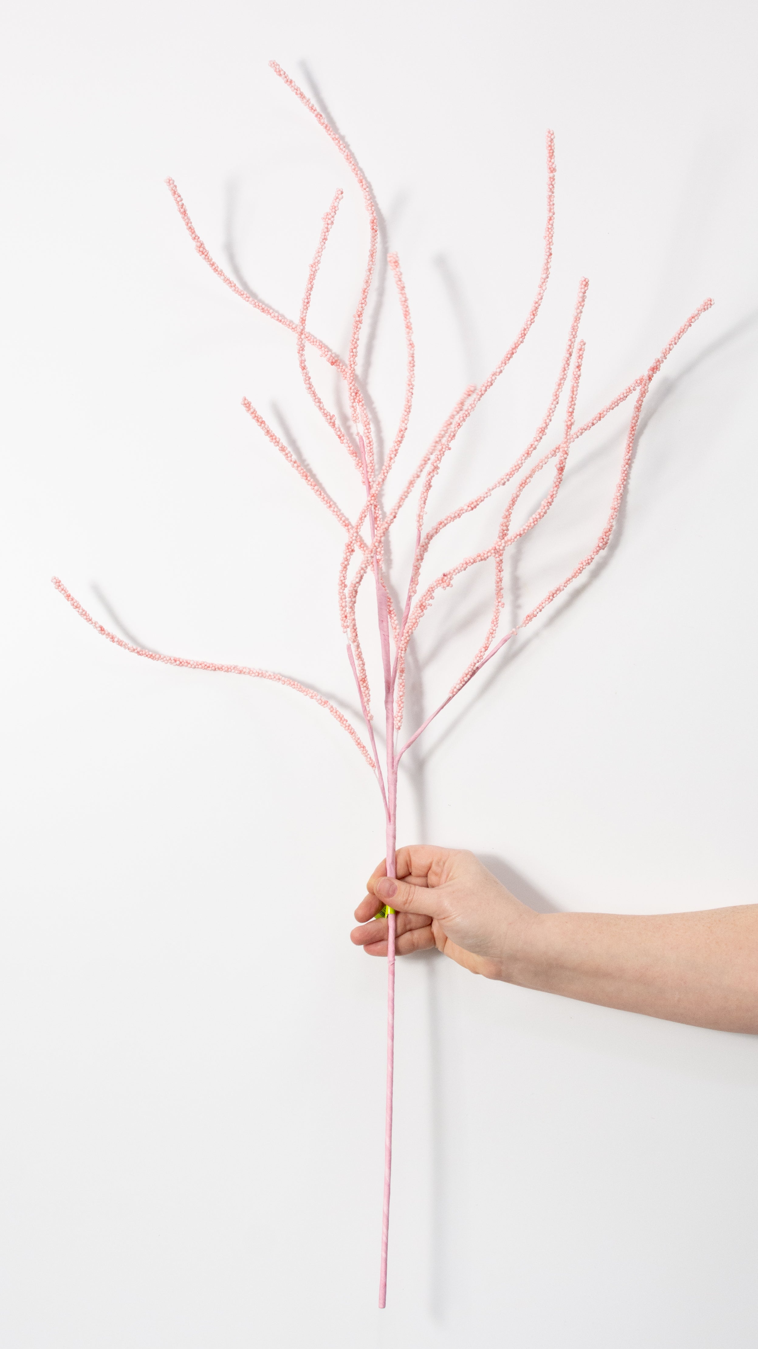 38" Beaded Two-Tone Twig Spray: Coral Pink