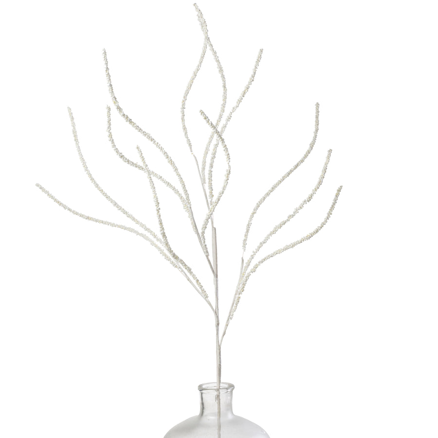38" Beaded Two-Tone Twig Spray: Cream White