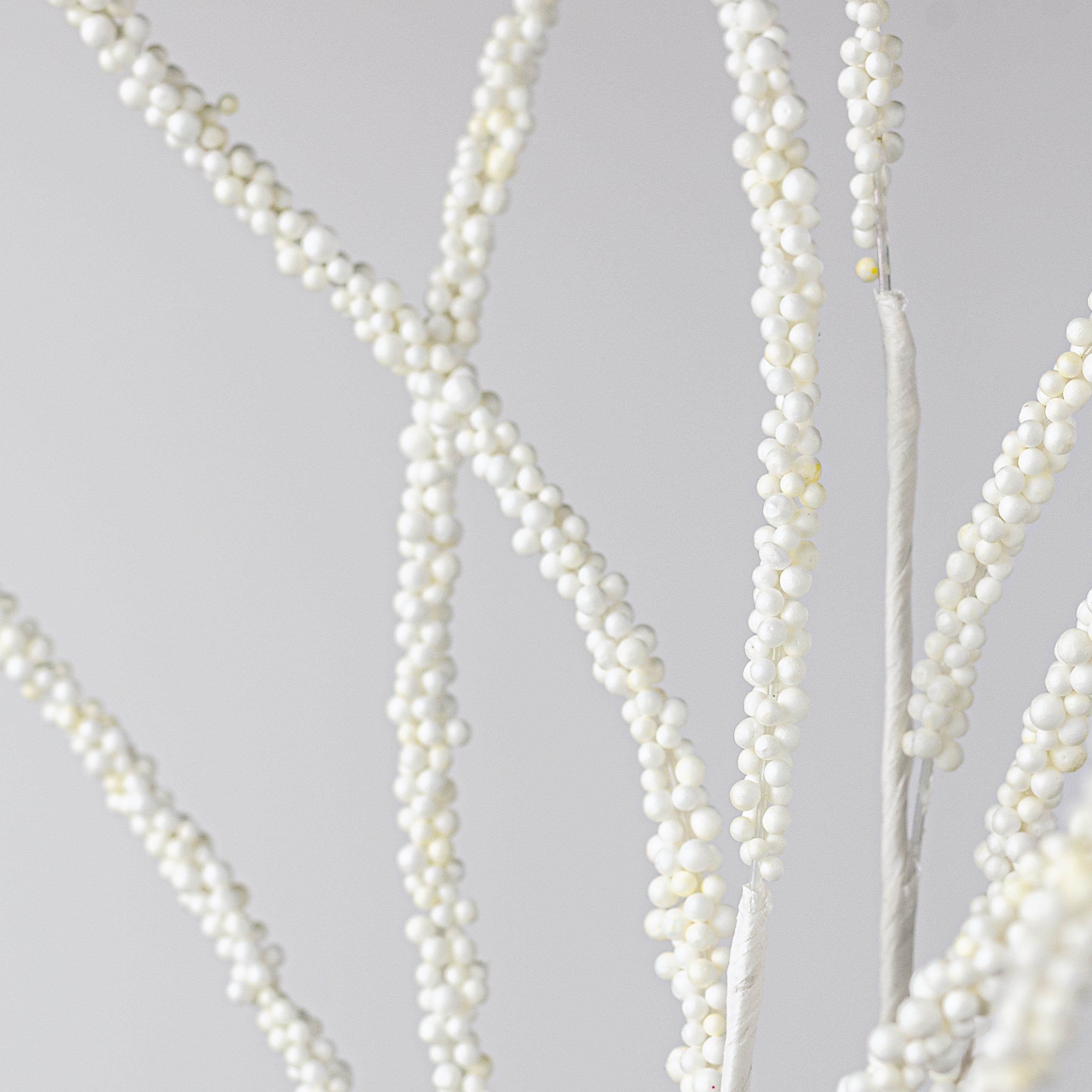 38" Beaded Two-Tone Twig Spray: Cream White