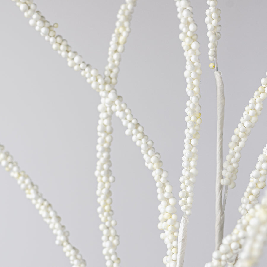 38" Beaded Two-Tone Twig Spray: Cream White