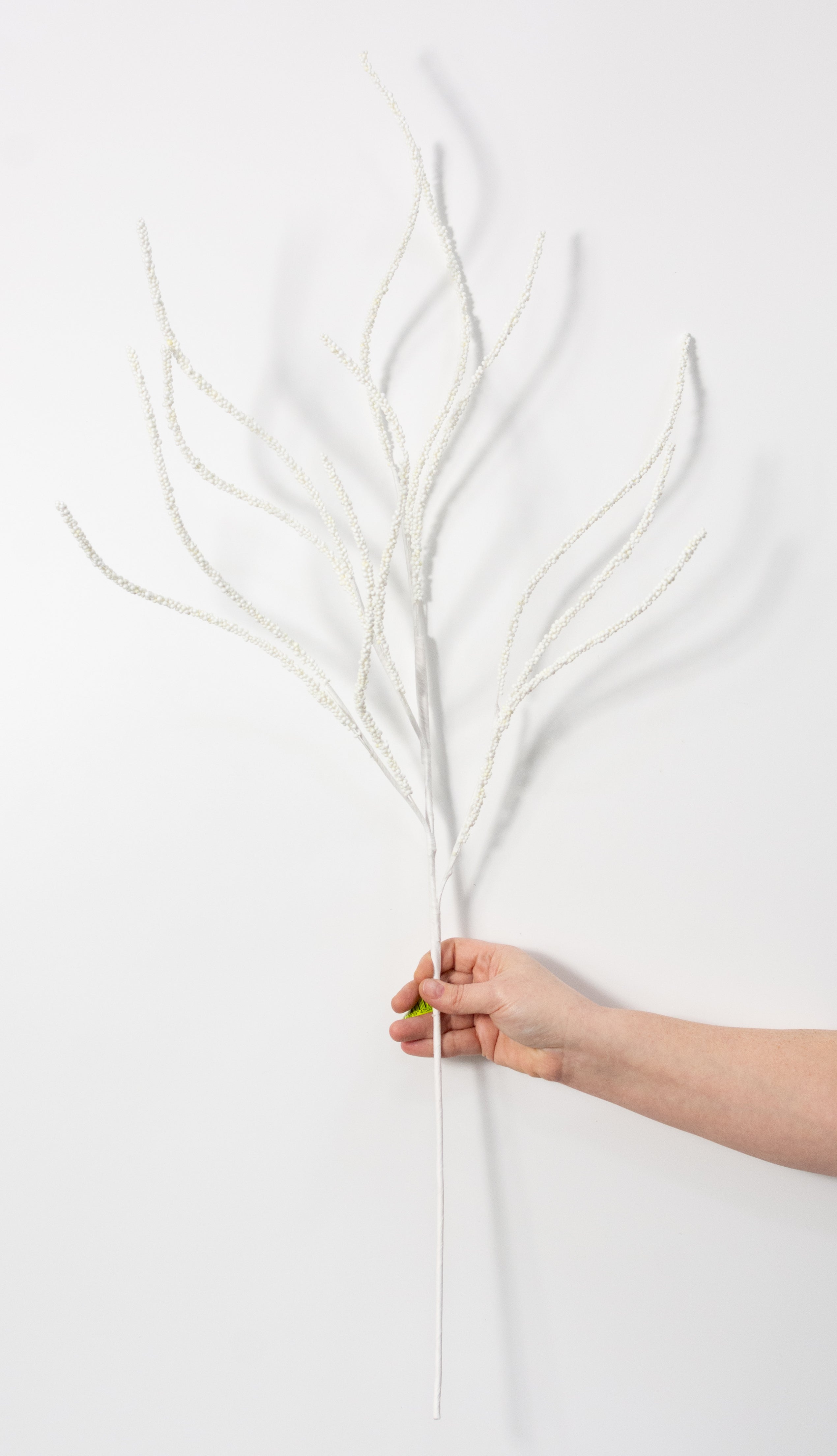 38" Beaded Two-Tone Twig Spray: Cream White
