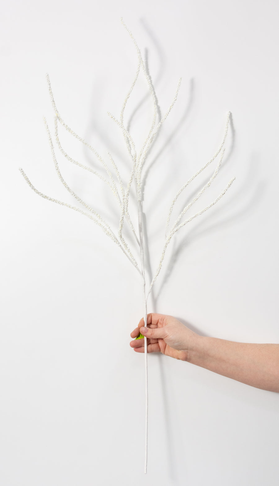 38" Beaded Two-Tone Twig Spray: Cream White