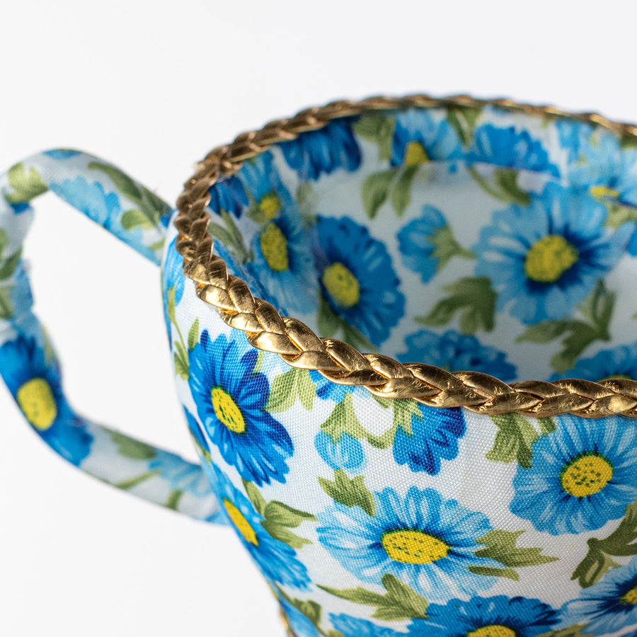 6" Floral Tea Cup Decoration: Blue