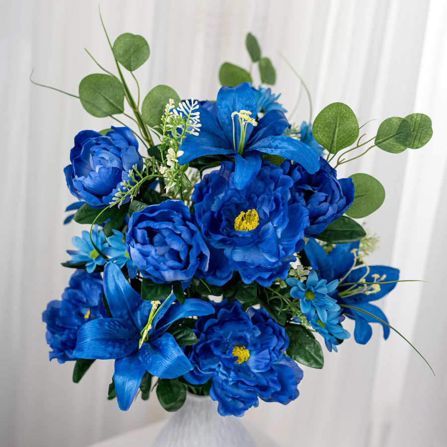 23" Peony, Lily & Daisy Bush: Blue (24)