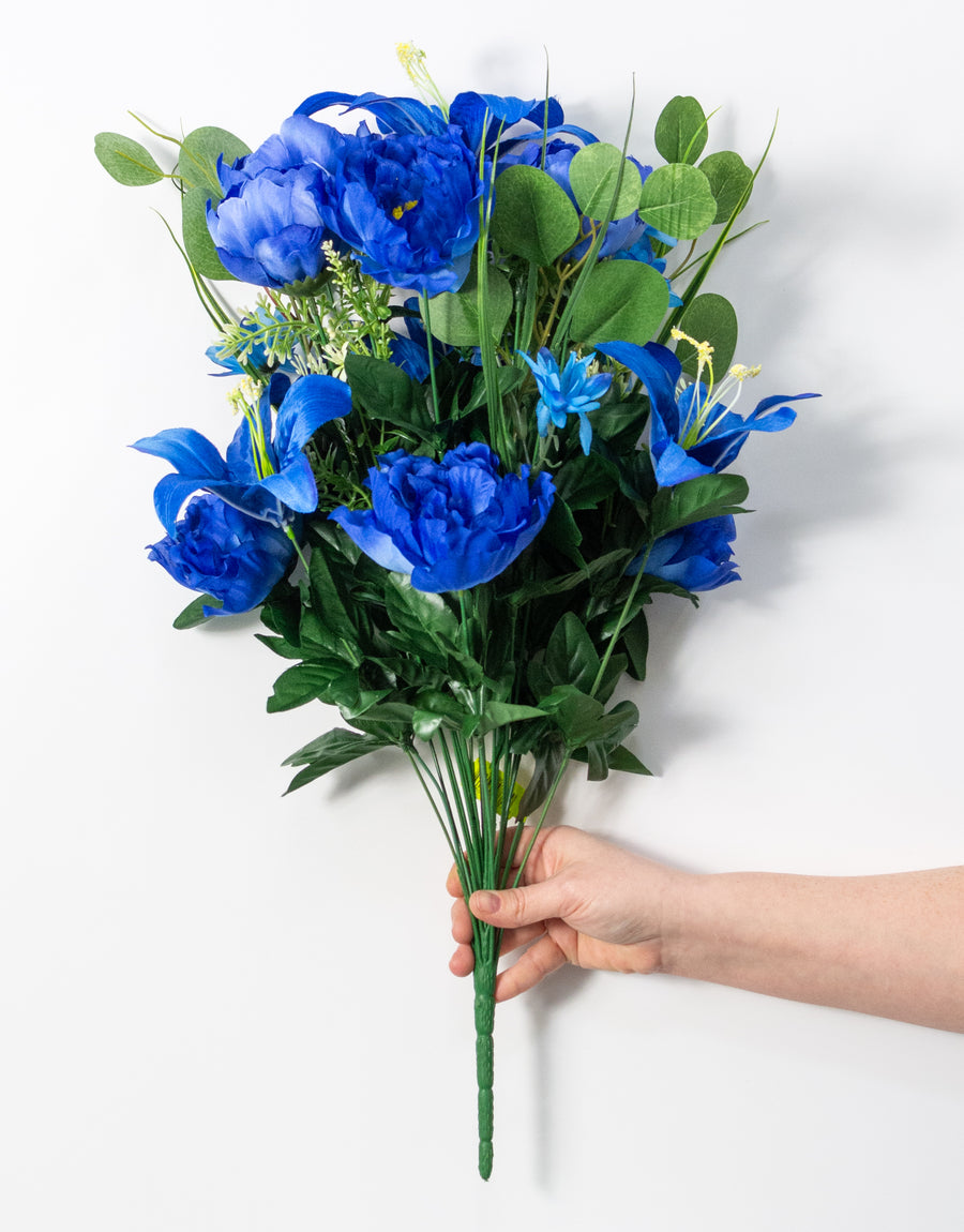 23" Peony, Lily & Daisy Bush: Blue (24)