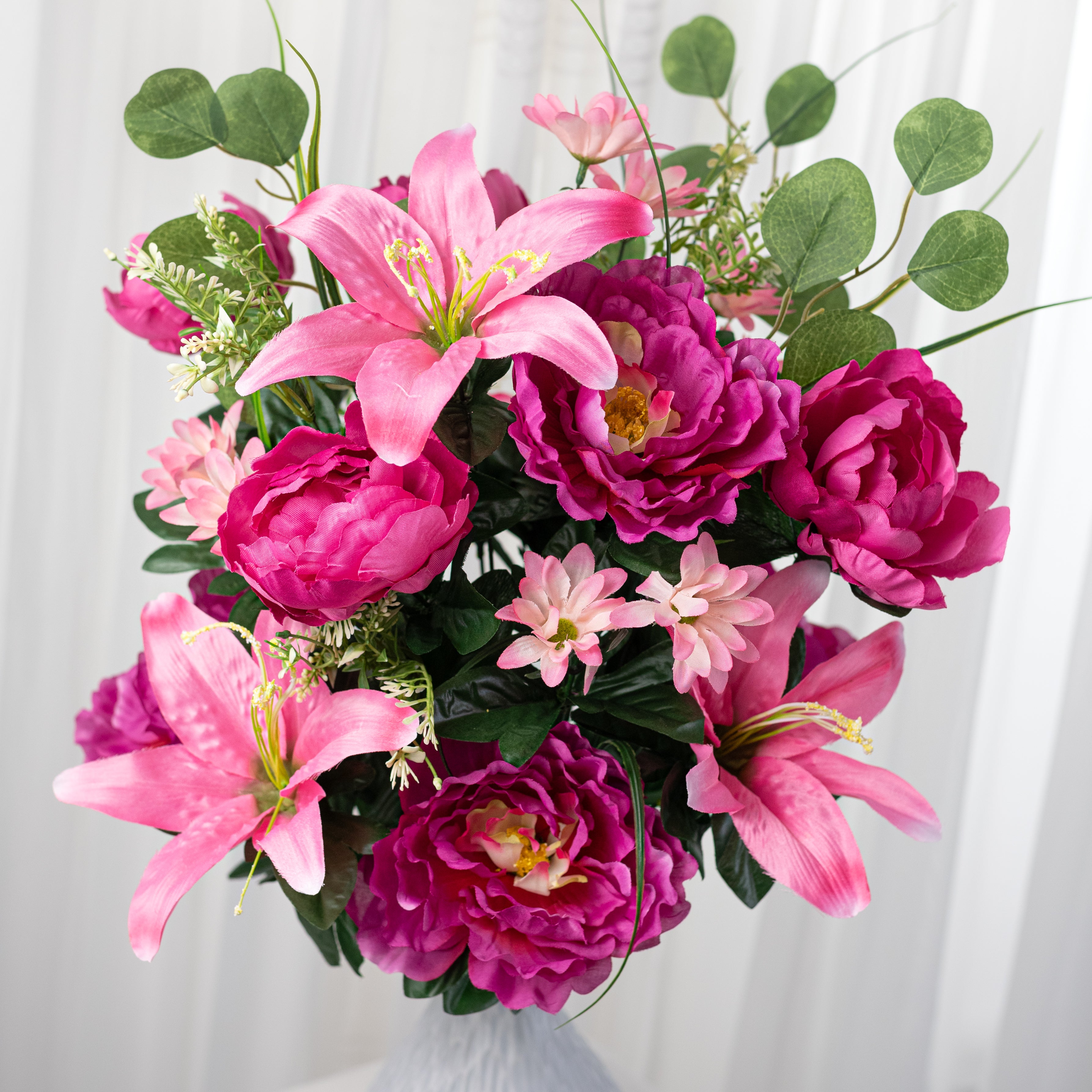 23" Peony, Lily & Daisy Bush: Beauty Pink (24)