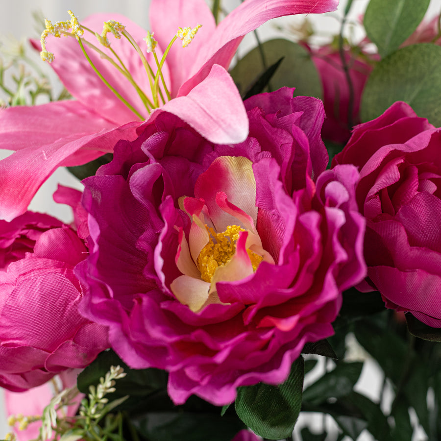 23" Peony, Lily & Daisy Bush: Beauty Pink (24)