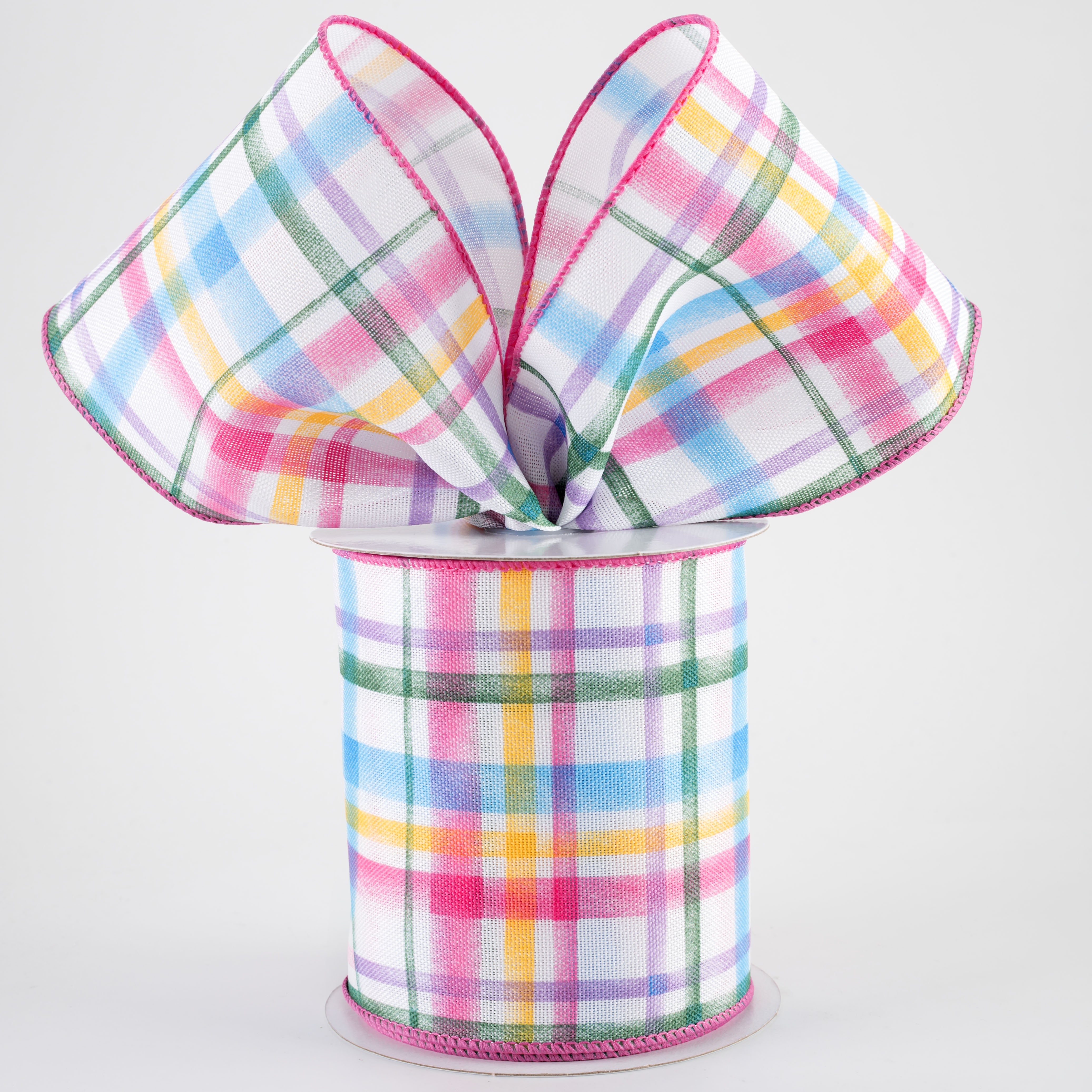 4" Watercolor Tuttola Plaid Ribbon: Multicolor (10 Yards)