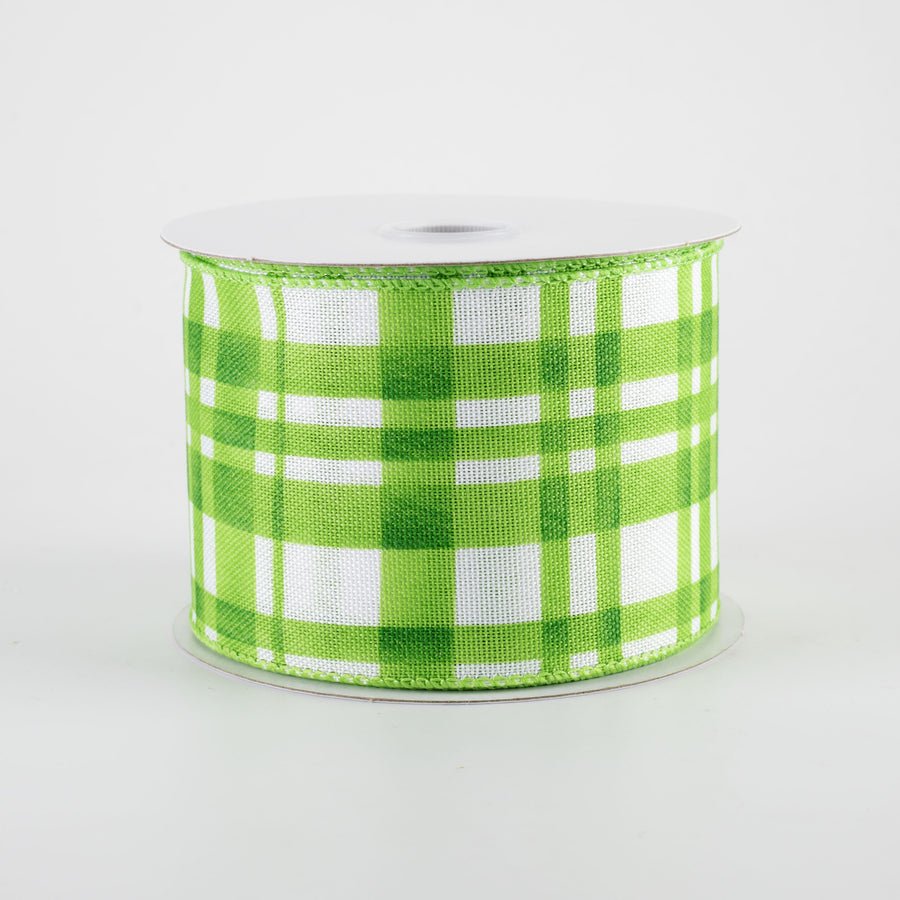 2.5 Watercolor Tuttola Plaid Ribbon: Green (10 Yards)