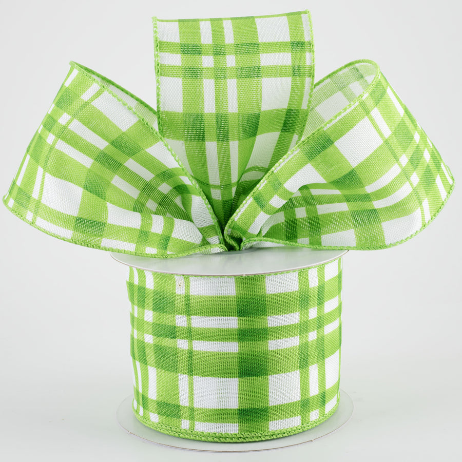 2.5 Watercolor Tuttola Plaid Ribbon: Green (10 Yards)