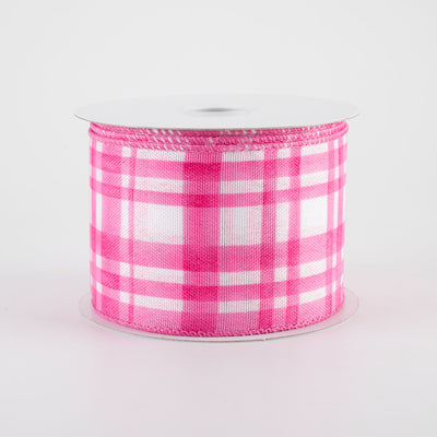 2.5 Watercolor Tuttola Plaid Ribbon: Pink (10 Yards)