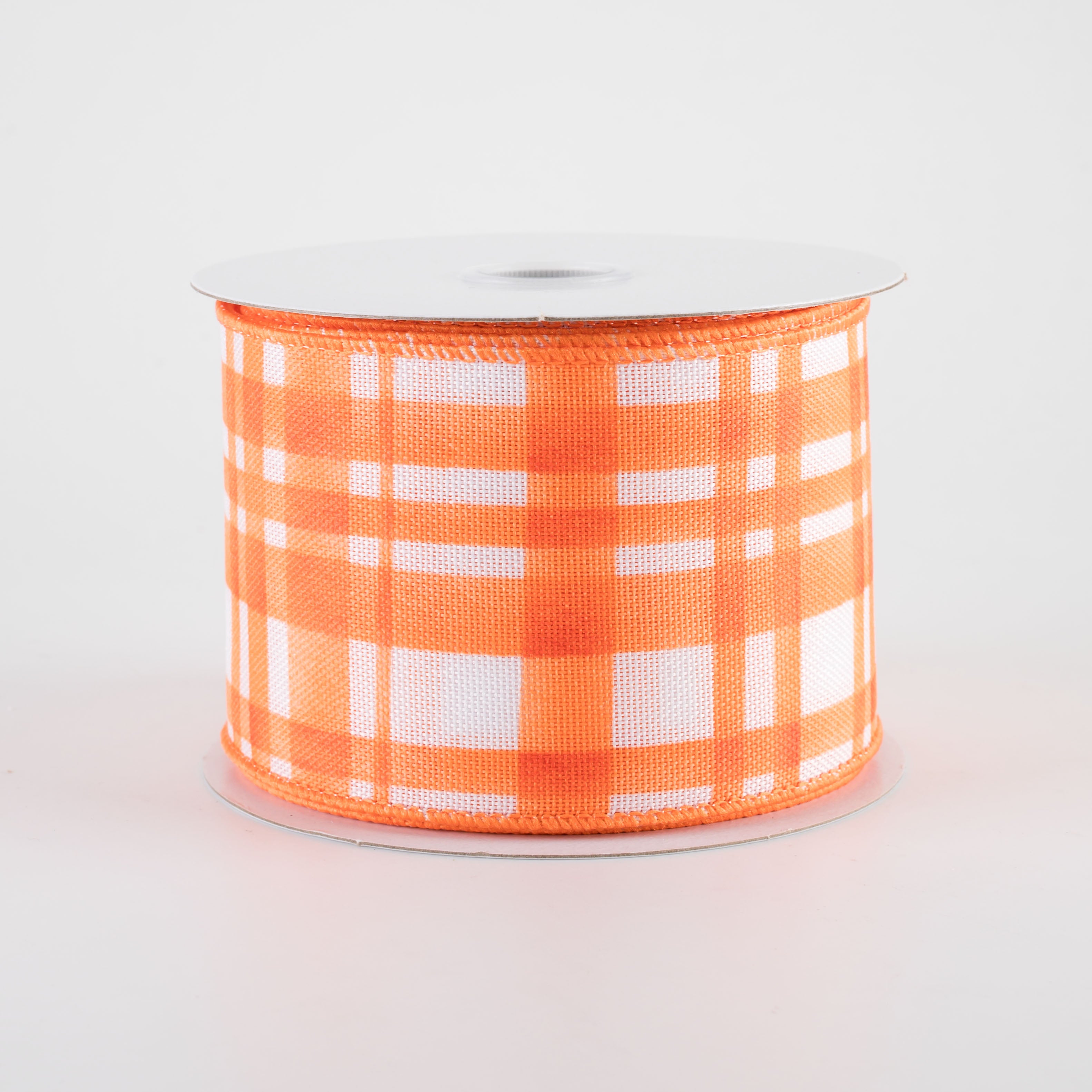 2.5 Watercolor Tuttola Plaid Ribbon: Orange (10 Yards)