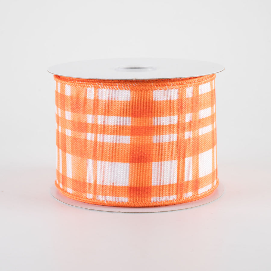 2.5 Watercolor Tuttola Plaid Ribbon: Orange (10 Yards)