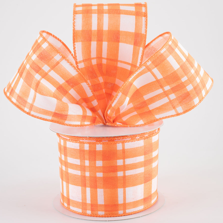 2.5 Watercolor Tuttola Plaid Ribbon: Orange (10 Yards)