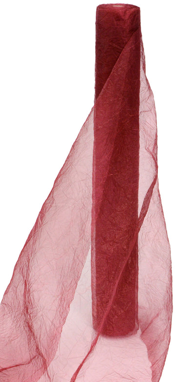 24" Crinkle Sheer Fabric Roll: Burgundy (10 Yards)