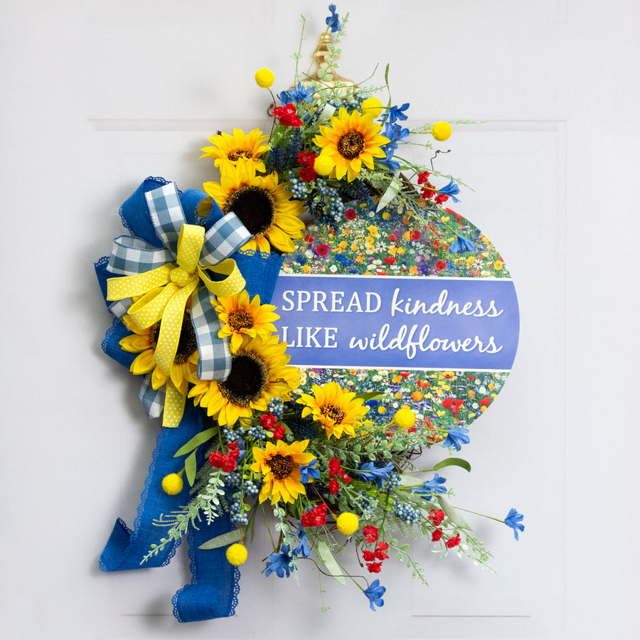 12" Round Metal Sign: Spread Kindness Like Wildflowers