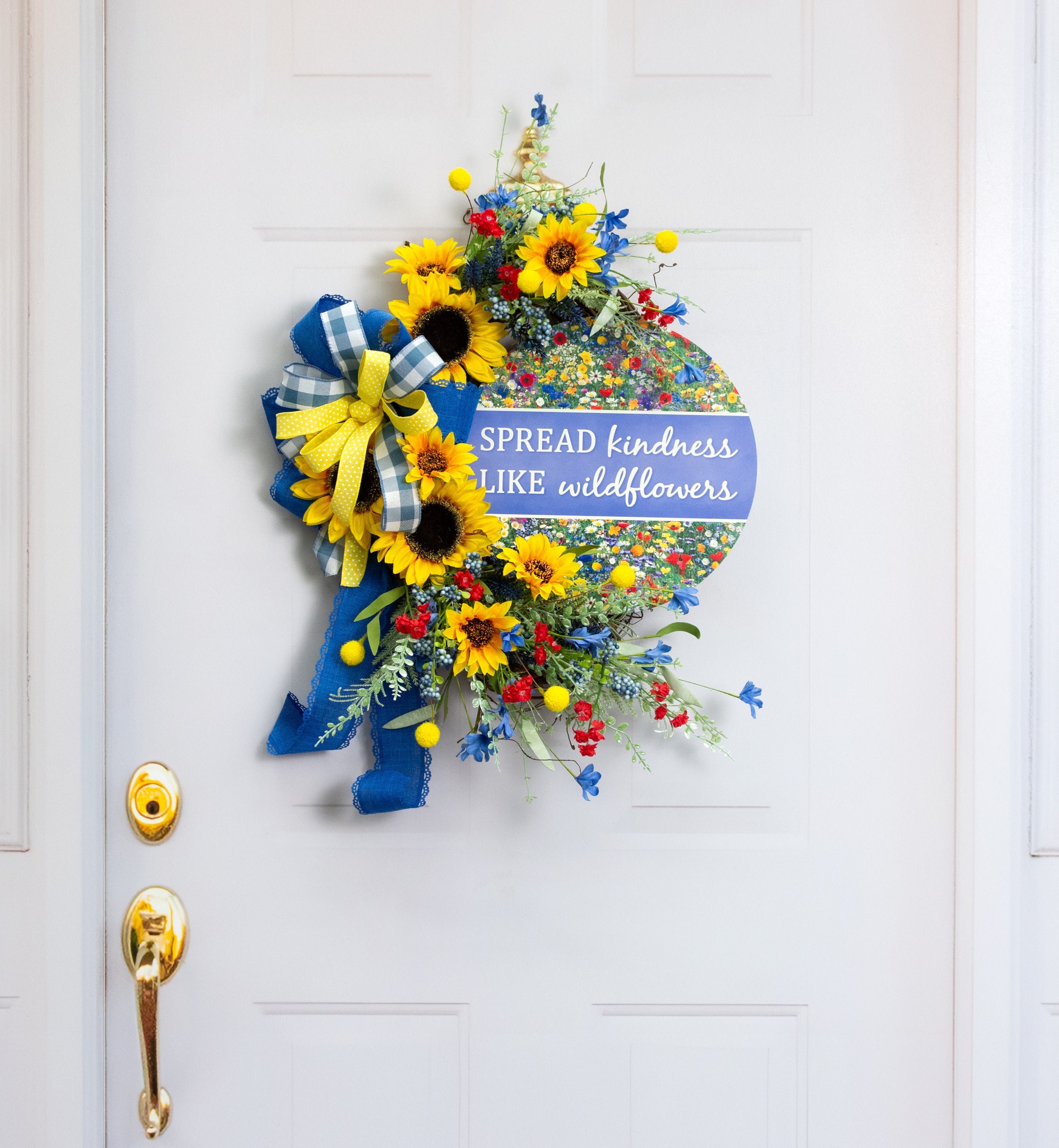 12" Round Metal Sign: Spread Kindness Like Wildflowers