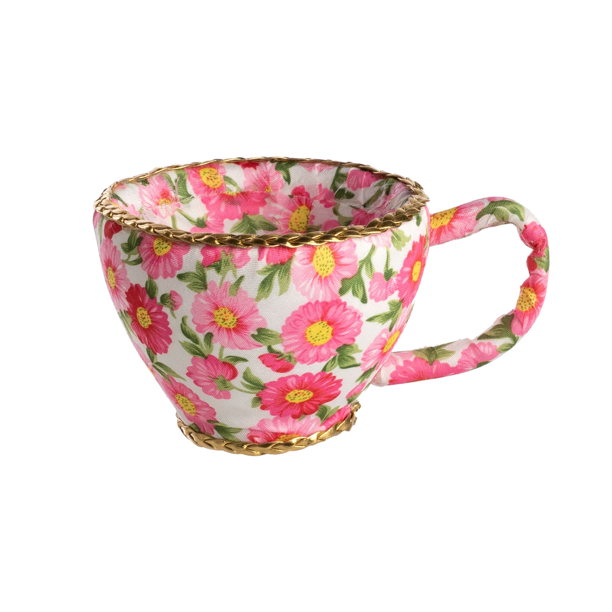 6" Floral Tea Cup Decoration: Pink