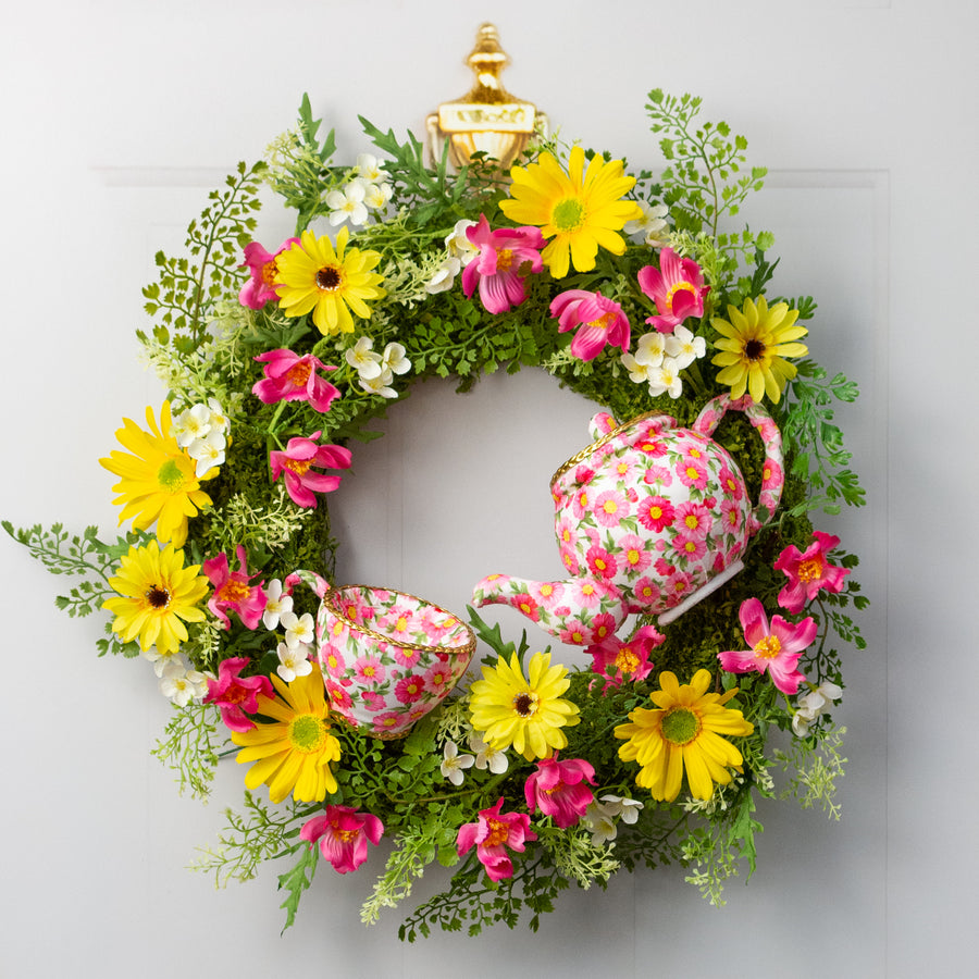 6" Floral Tea Cup Decoration: Pink