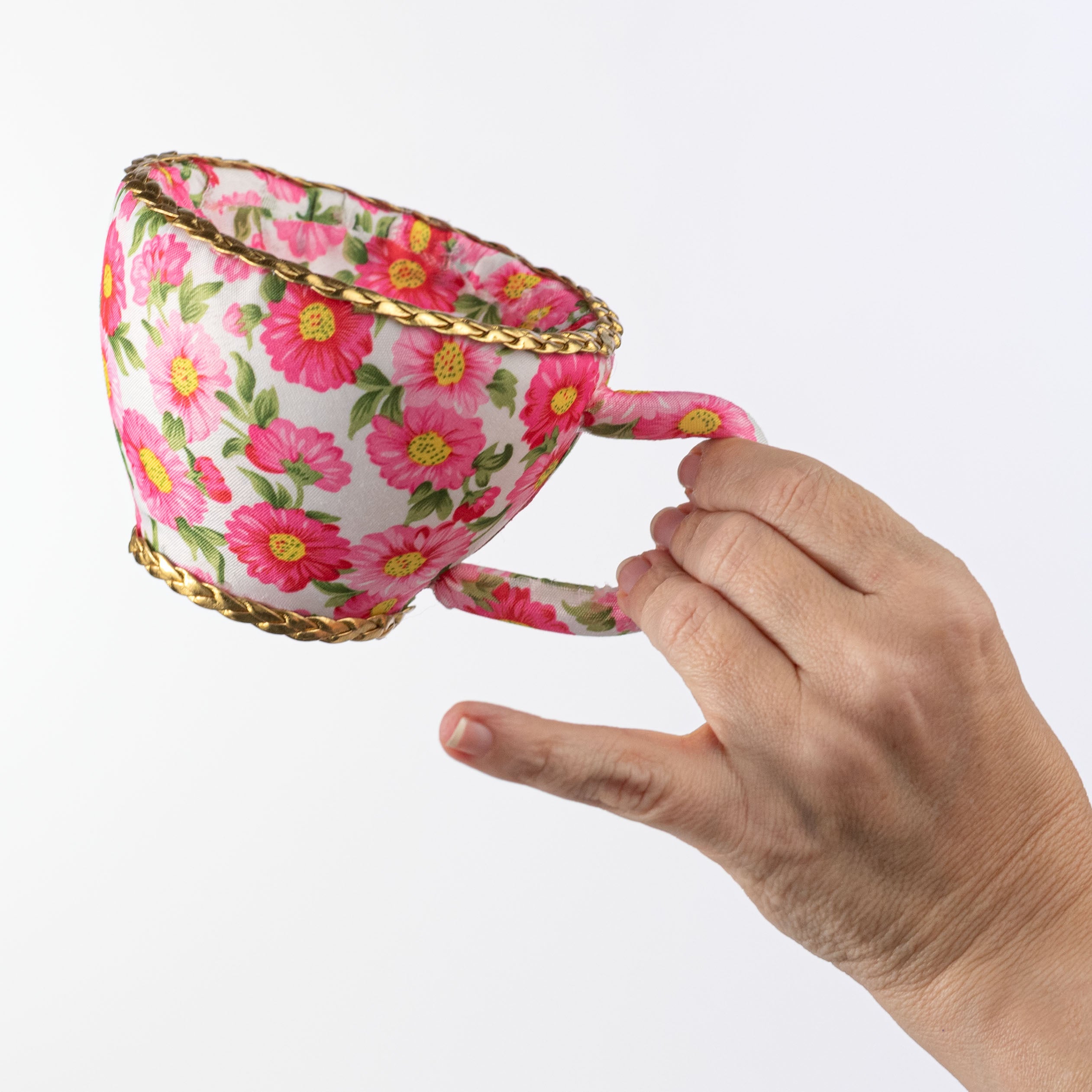 6" Floral Tea Cup Decoration: Pink