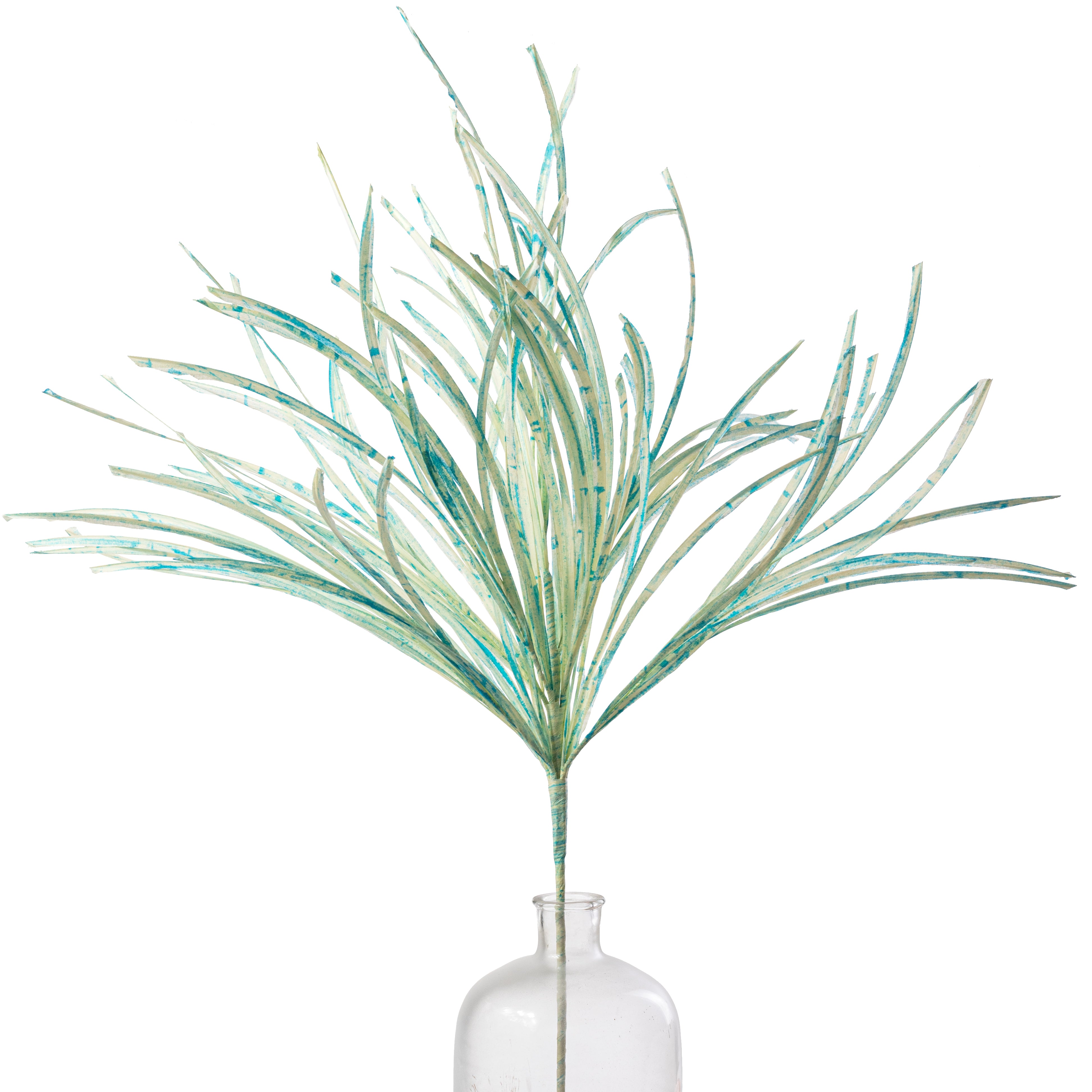 40" Paper Grass Spray: Blue & Cream