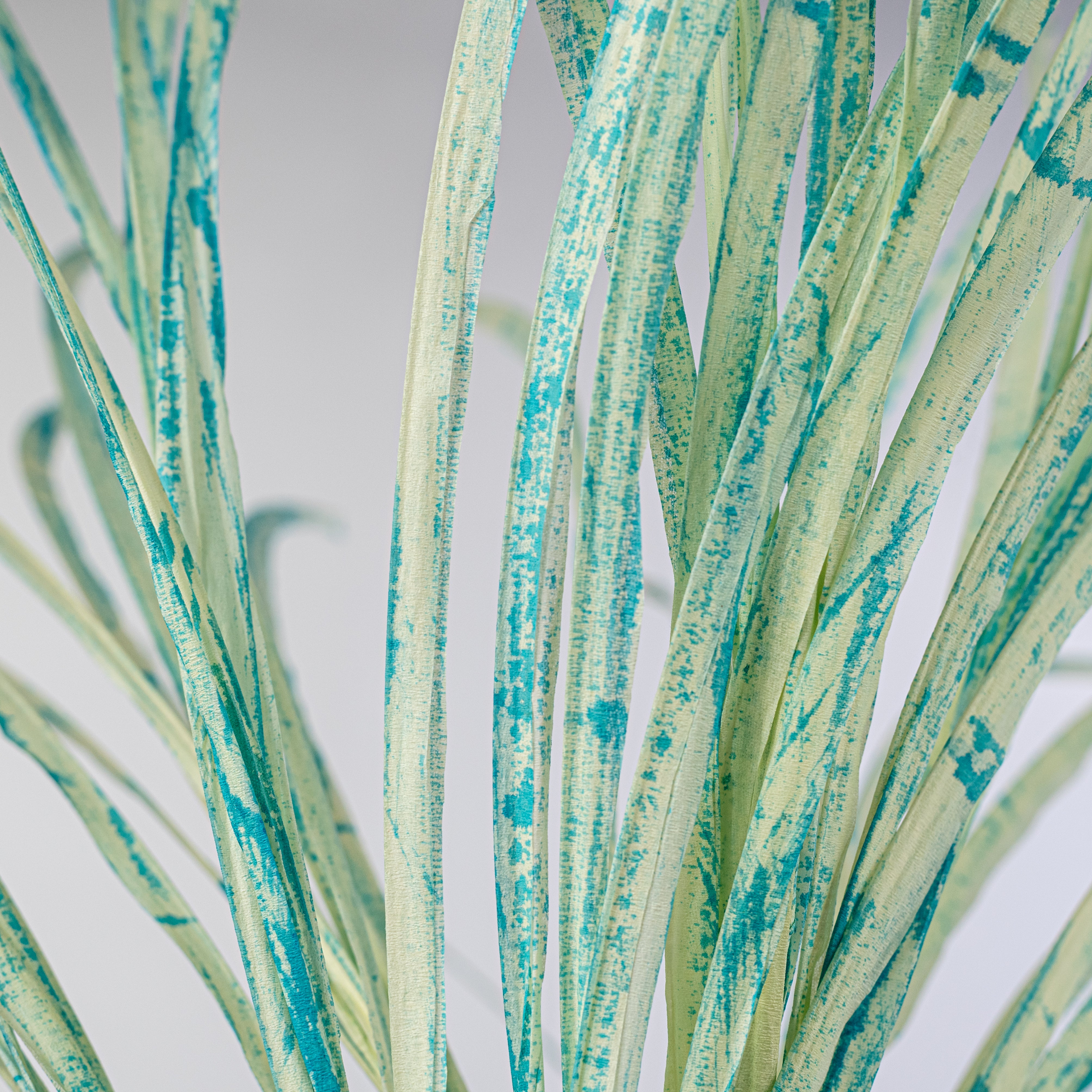 40" Paper Grass Spray: Blue & Cream