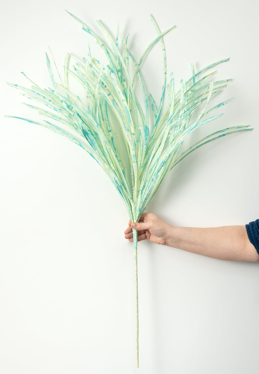 40" Paper Grass Spray: Blue & Cream