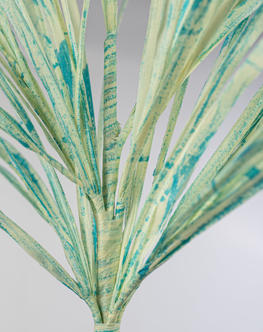 40" Paper Grass Spray: Blue & Cream