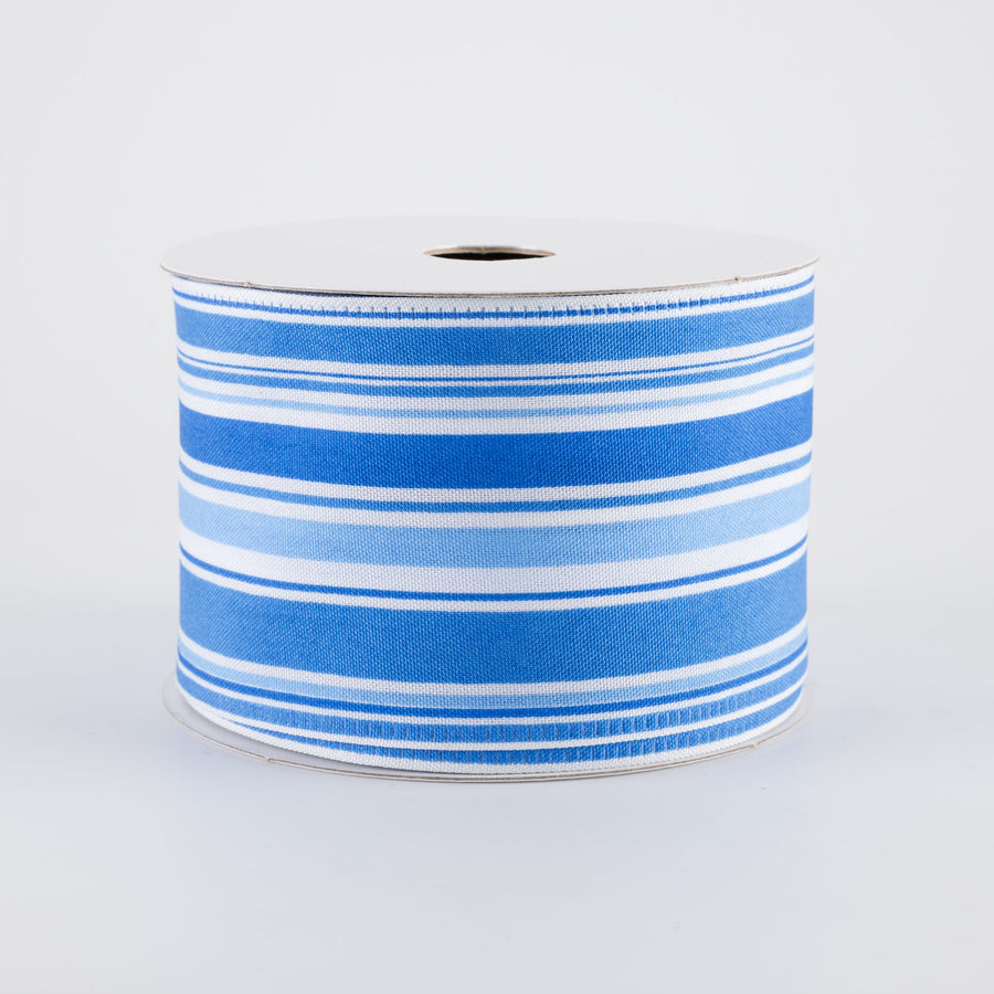 2.5" Varied Striation Stripes Ribbon: Blue (10 Yards)