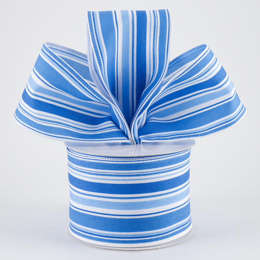 2.5" Varied Striation Stripes Ribbon: Blue (10 Yards)