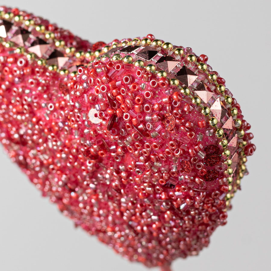 14" Deluxe Beaded Heart Pick: Red & Pink