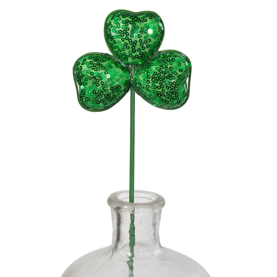 14" Sequin Shamrock Pick: Emerald Green