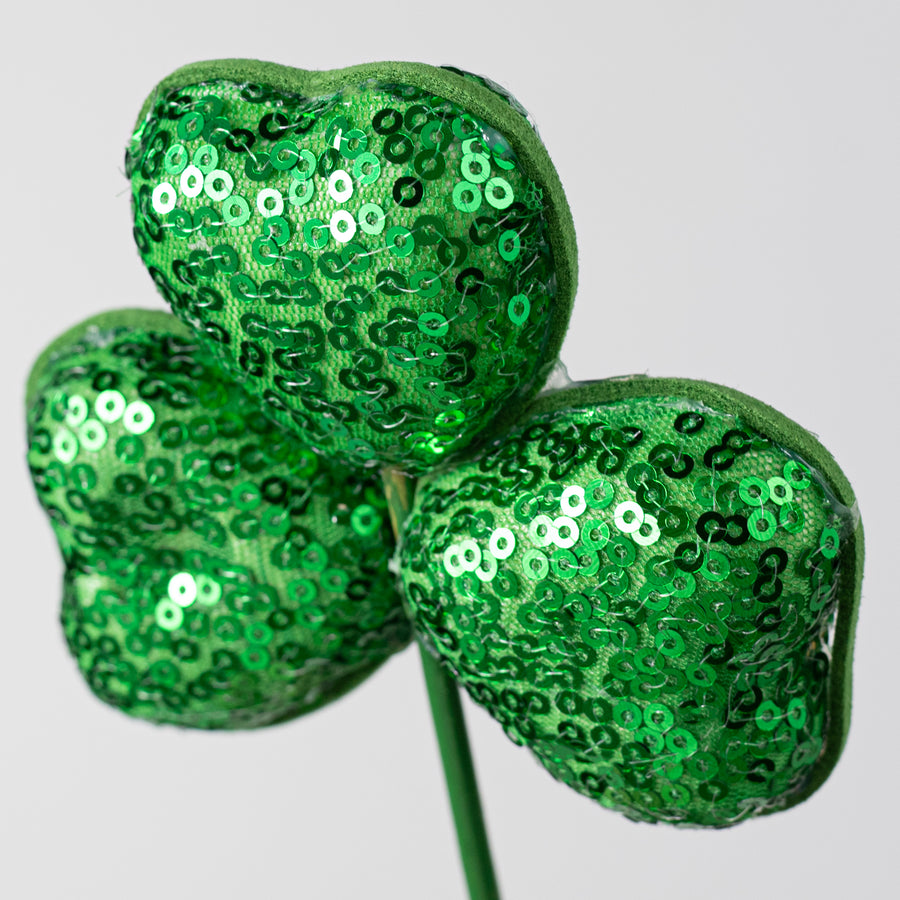 14" Sequin Shamrock Pick: Emerald Green