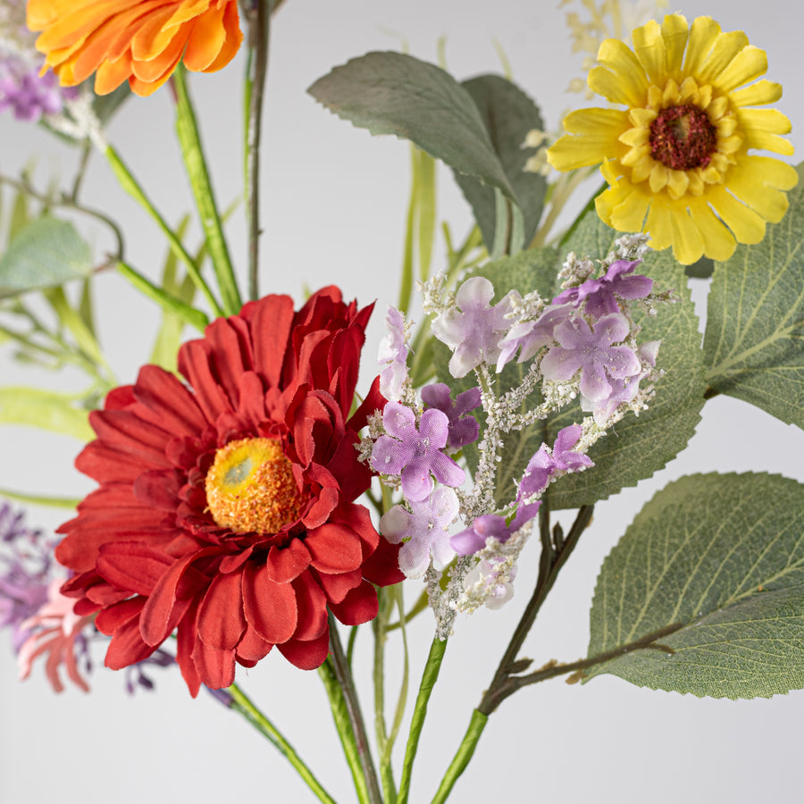 30" Gerbera Daisy Blossom, Wildflowers & Leaves Spray