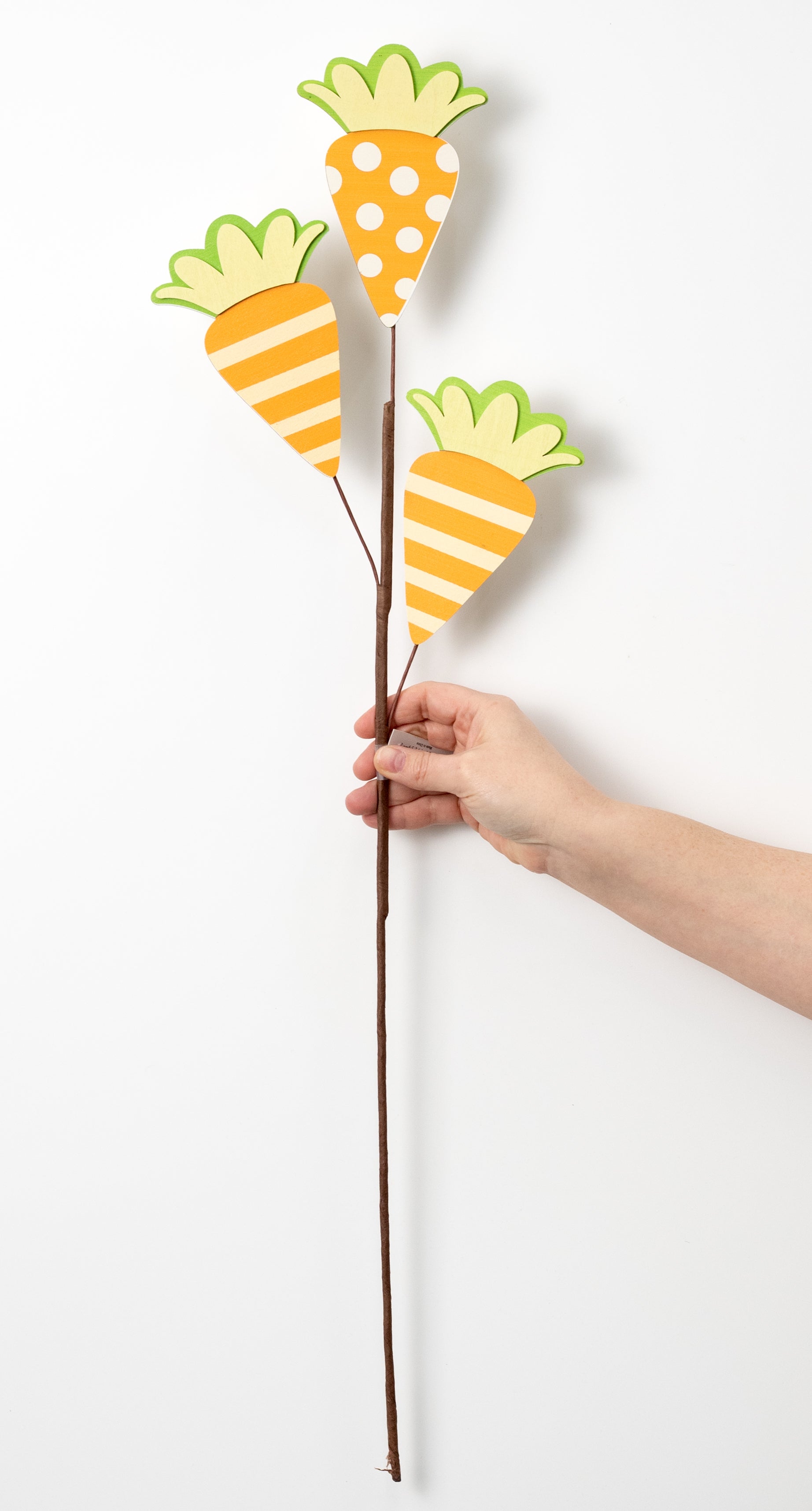 29" Wooden Polkadots & Stripes Carrots Spray